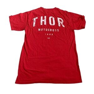 THOR Motocross 1968 T-Shirt Red Pocket Tee Designed in California Size Small